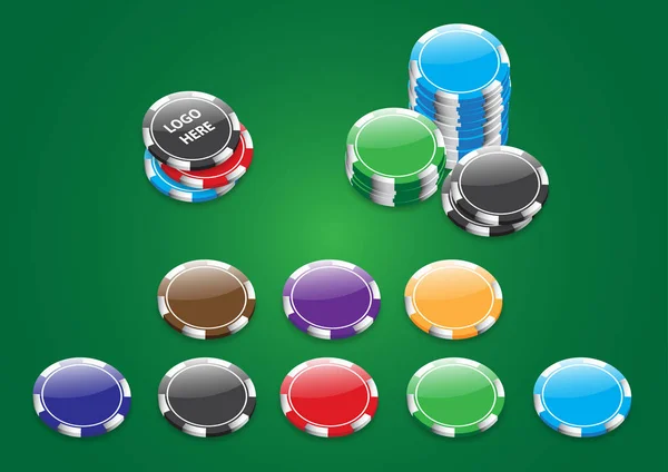 Mehrfarbige Pokerchips Vektorform Können Angepasst Bearbeitet Und Neu Positioniert Werden — Stockvektor