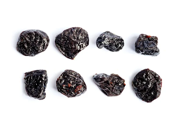 Top View Prunes White Isolated Background — Stock Photo, Image