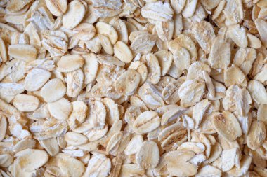 Arka plan olarak bütün yulaf ezmesi üstten görünüm