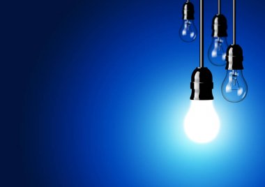 Fikir, yenilik ve motivasyon teması için akkor ampuller arka plan