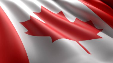 Kanada 'nın dalgalı bayrağı. Arkaplan grafik kaynakları için uygun. 3B illüstrasyon
