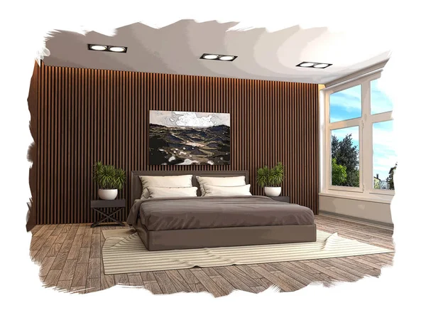 interior sketch design of bedroom. 3D