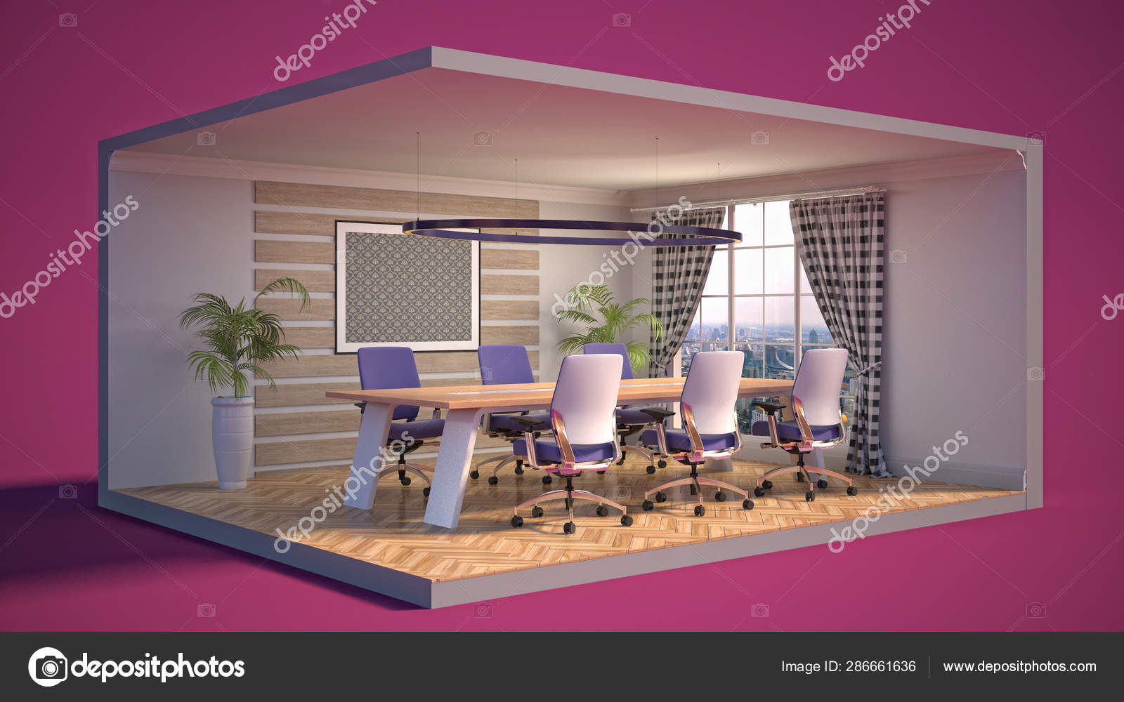 Office interior in a box. 3D illustration — Stock Photo