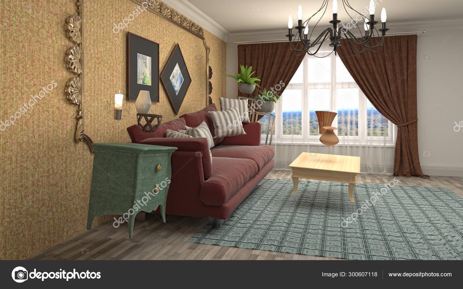 Zero Gravity Sofa Hovering In Living Room 3d Illustration