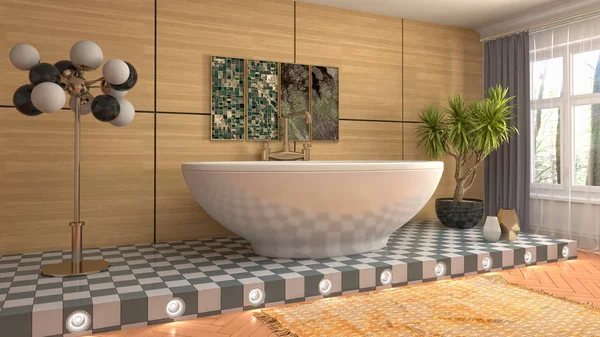 Bathroom interior. 3D illustration. Bath