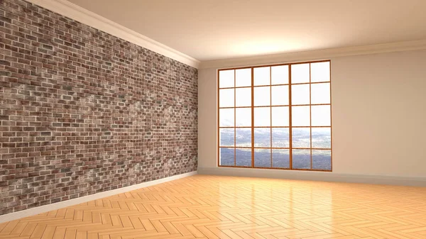 Empty interior with window. 3d illustration