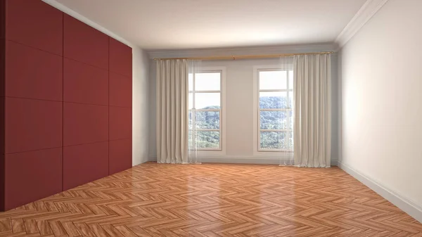 Empty interior with window. 3d illustration.