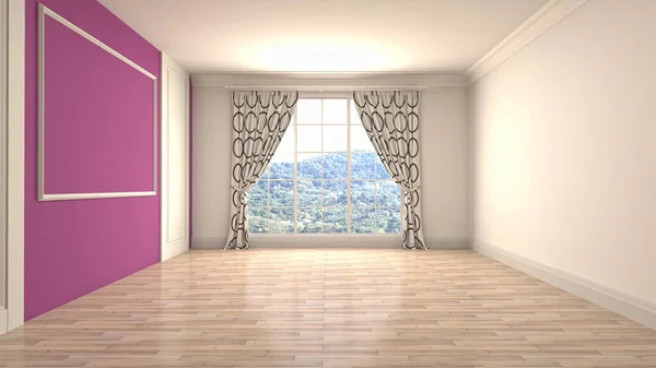 Empty interior with window. 3d illustration.