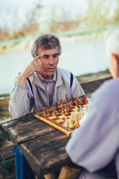 Personas Jubiladas Activas Viejos Amigos Tiempo Libre Dos Hombres Mayores — Foto de Stock