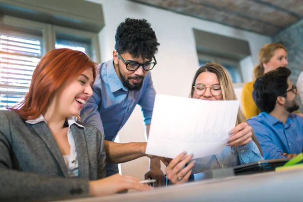 Group Young Business People Smart Casual Wear Working Together Creative — Stock Photo, Image