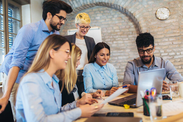 Group business people meeting to discuss ideas in modern office