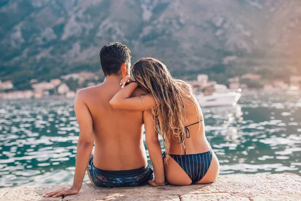 Sexy Young Couple Beach Having Fun — Stock Photo, Image