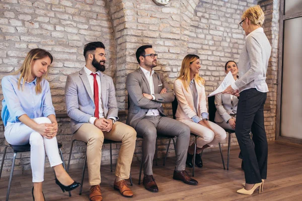 Candidatos Emprego Com Entrevista — Fotografia de Stock