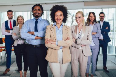 Modern memur mutlu iş kişi ve şirket personel grubu