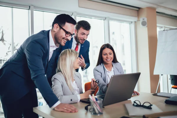 Creative business people working on business project in office u — Stock Photo, Image