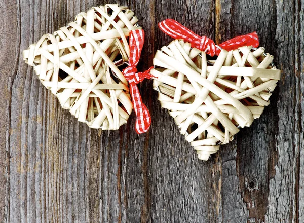 Two Wicker Hearts — Stock Photo, Image