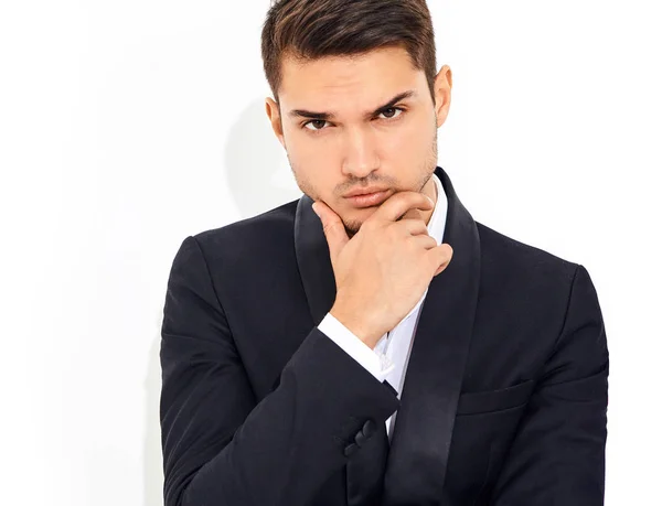 Porträt Der Schönen Mode Stilvolle Hipster Lumbersexual Geschäftsmann Modell Eleganten — Stockfoto