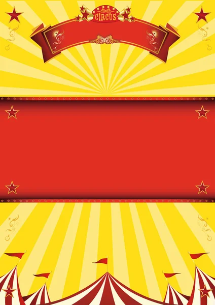 Yellow Circus Background Poster Red Frame Your Message — Stock Vector