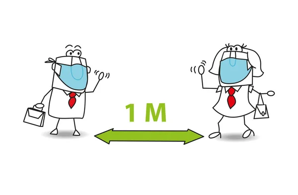 Bei Der Covid Crisis Empfiehlt Sich Ein Meter Ist Ein — Stockvektor