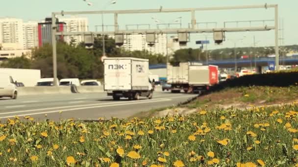 Estrada Tráfego Cidade Moscou — Vídeo de Stock