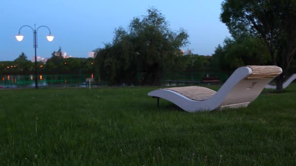 Banco Del Parque Verano Nocturno — Vídeo de stock