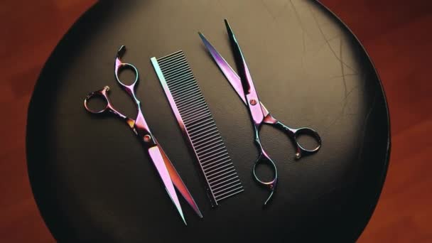 发型工具剪刀工作室 — 图库视频影像