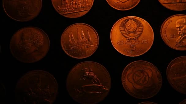 Old Russian Coins Footage — Stock Video