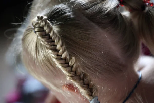 Cabelo Bebê Menina Trança — Fotografia de Stock