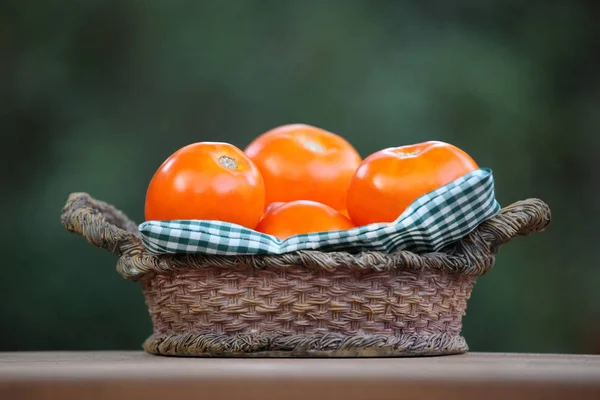 トマトのバスケット夏の庭 — ストック写真