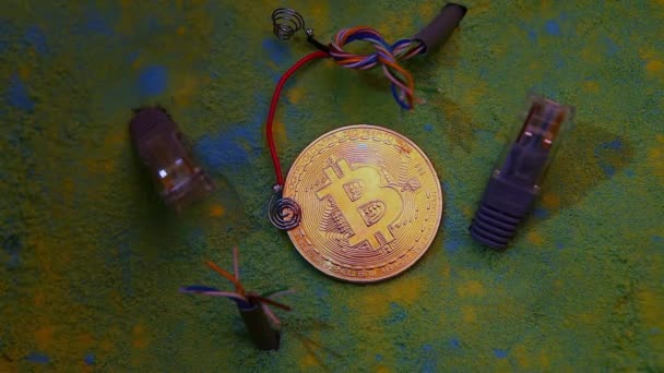 Bitcoin Para Renkli Kum Bağlayıcı Park 2018 Ağustos — Stok video