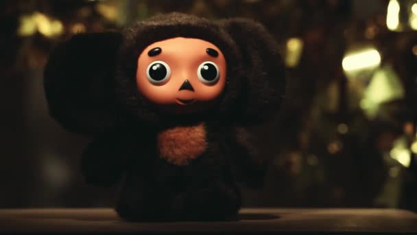 Cheburashka Wol Speelgoed Beeldmateriaal — Stockvideo