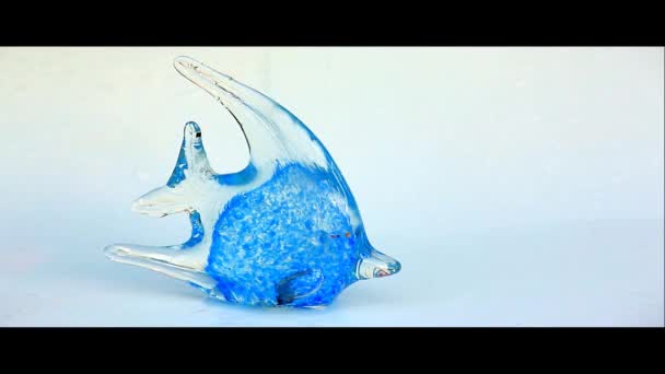 Blått Glas Fisk Färskvatten Sjunker — Stockvideo