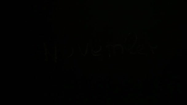 Noir Tableau Noir Mois Novembre Texte — Video