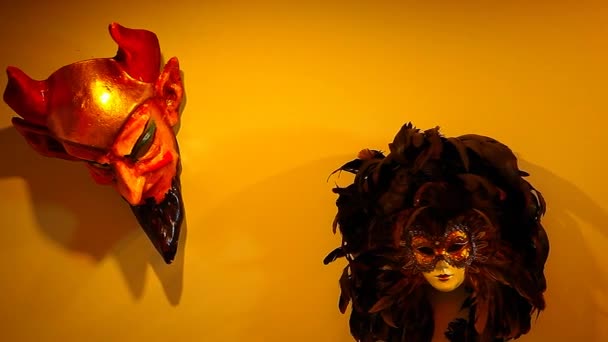 Carnaval Máscara Pared Material Archivo — Vídeos de Stock