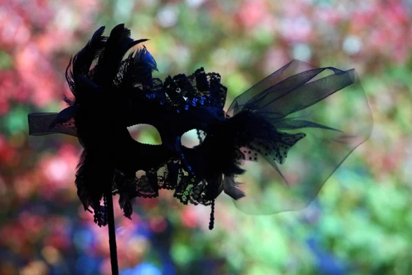 Máscara Carnaval Negra Calle Otoño —  Fotos de Stock