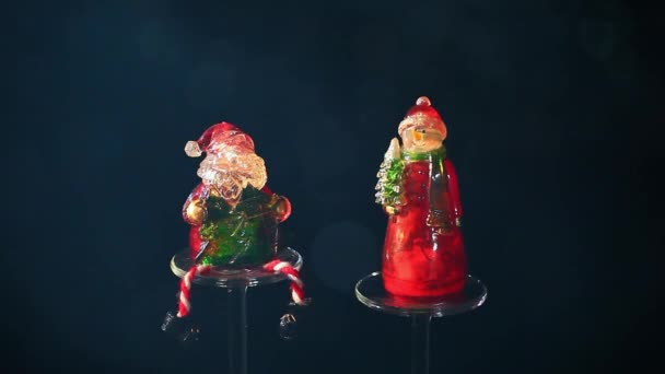 Santa Claus Snow Man Glass Footage — Stock Video