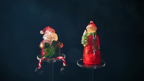 Santa Claus Sneeuw Man Glas Beelden — Stockvideo