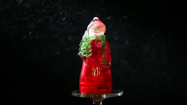 Snow Man Glas Beelden — Stockvideo