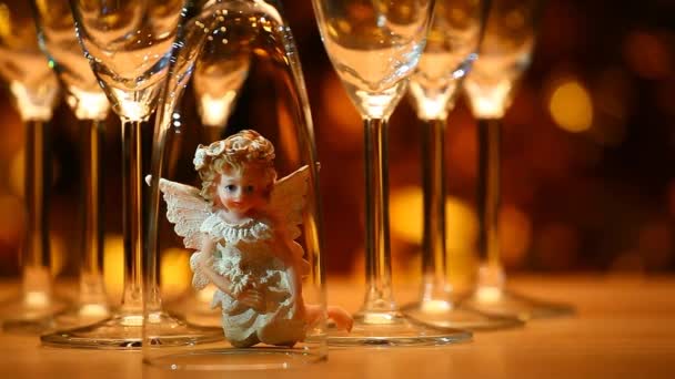 Весільний Келих Шампанського Ангел Кадри — стокове відео