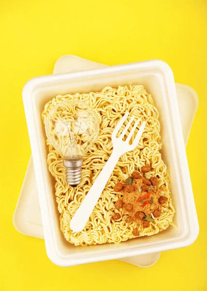 Spaghetti Fast Food Bulb Plastic Box — Stock Photo, Image