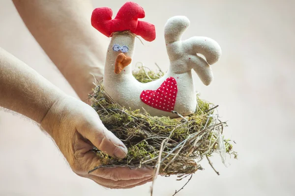 man hands nest Toy Chicken