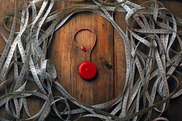 Красный Метр Инструмент Вопрос Символ — стоковое фото