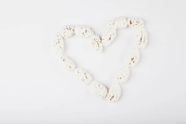 Sugar Glaze Almond Nut Heart Symbol White Background — Stock Photo, Image