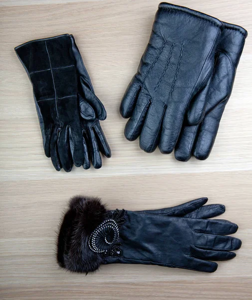 Zwart Lederen Handschoenen Studio — Stockfoto
