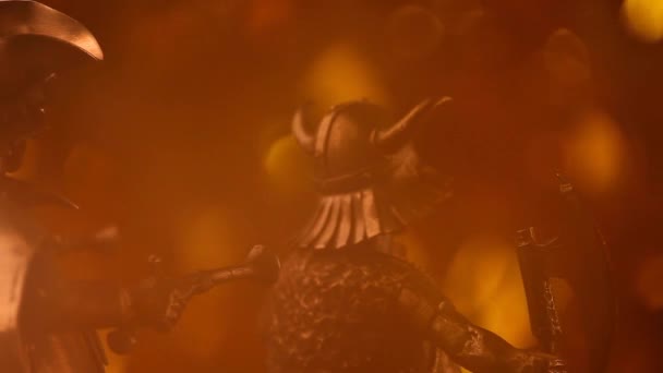 Метал Піратська Фігура Золотий Боке Туман Кадри — стокове відео