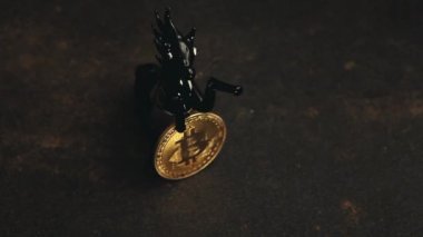 Bitcoin para siyah at Moskova Aralık 2018 5 Asfalt arka plan hd ayak 