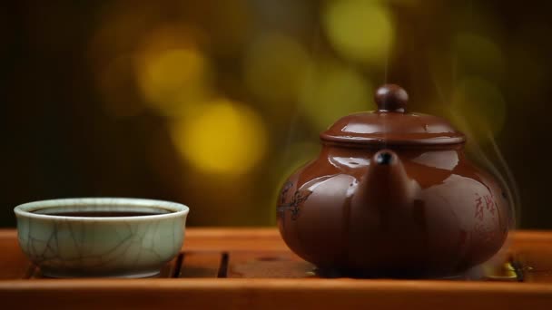 Kínai Fekete Tea Szertartás Felvétel — Stock videók