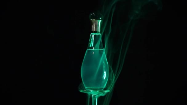 Glass Perfume Bottle Smoke Footage — Stock Video