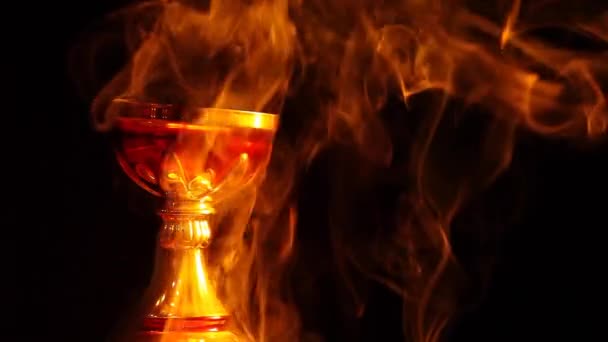 Gold Cup Smoke Dunkler Hintergrund Material — Stockvideo