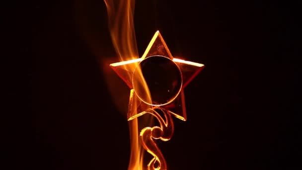Золотая Звезда Дым Темный Фон Кадры — стоковое видео